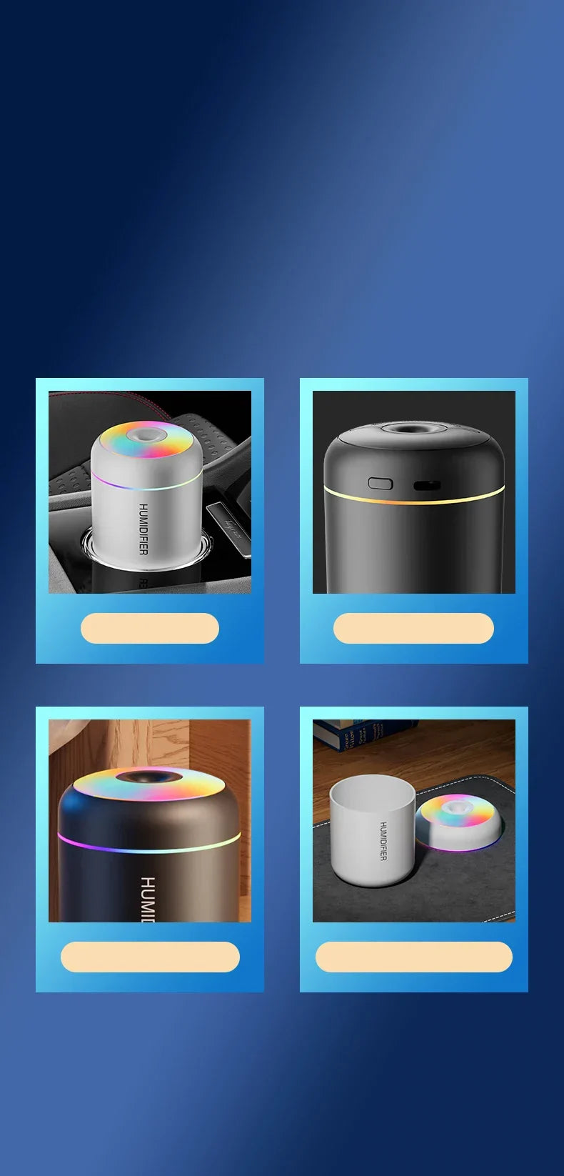 MINI NAWILŻACZ POWIETRZA Z AROMATERAPIĄ - ZASILANIE USB - IDEALNY DO SAMOCHODU I SYPIALNI