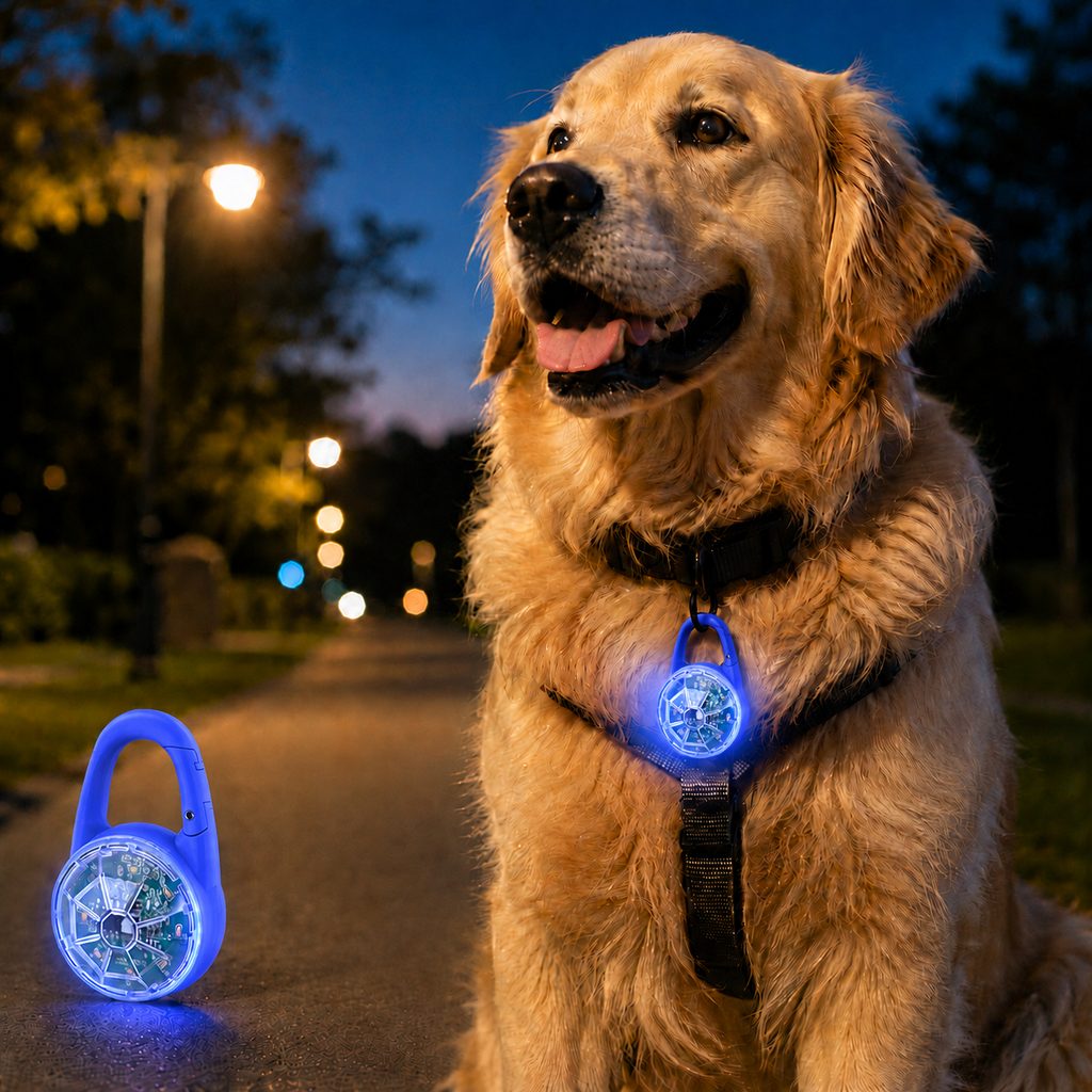 Akumulatorowa klipsowa lampka LED dla psa do spacerów nocnych