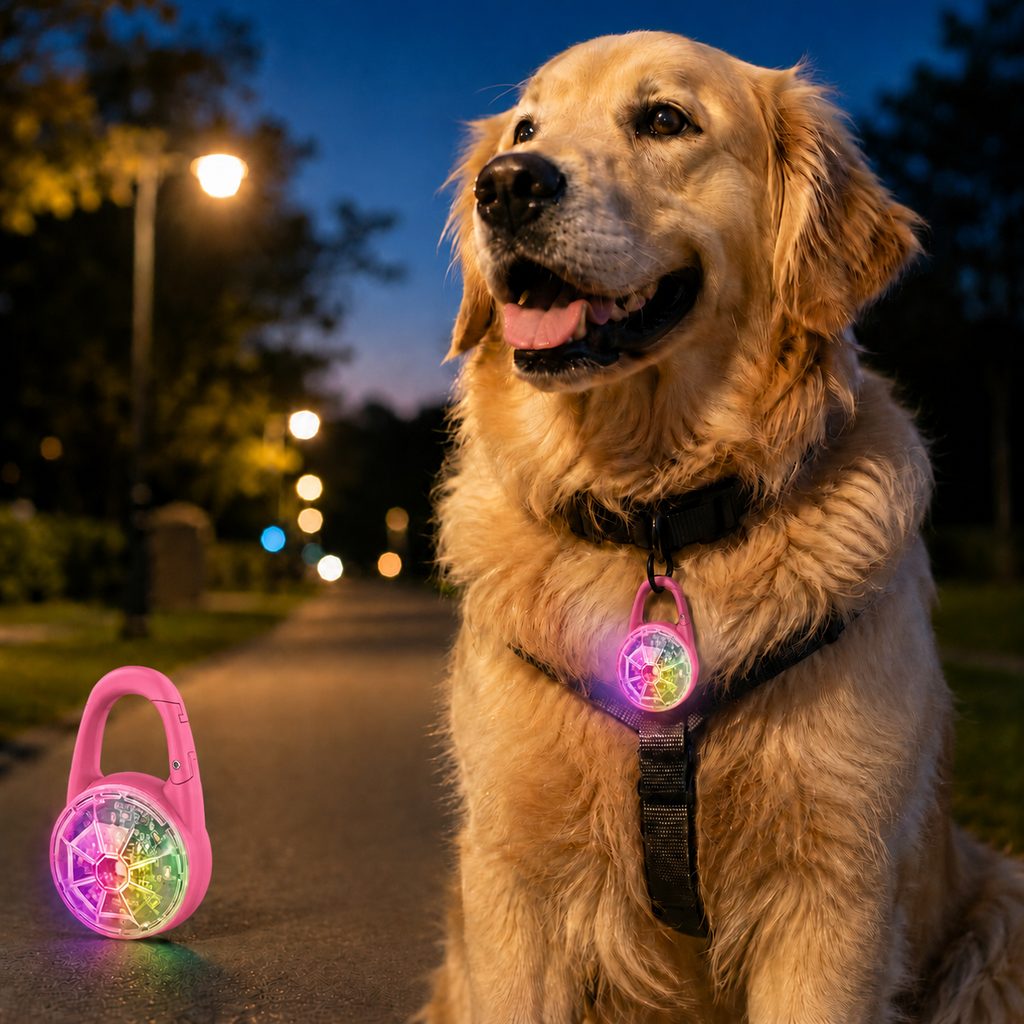 Akumulatorowa klipsowa lampka LED dla psa do spacerów nocnych