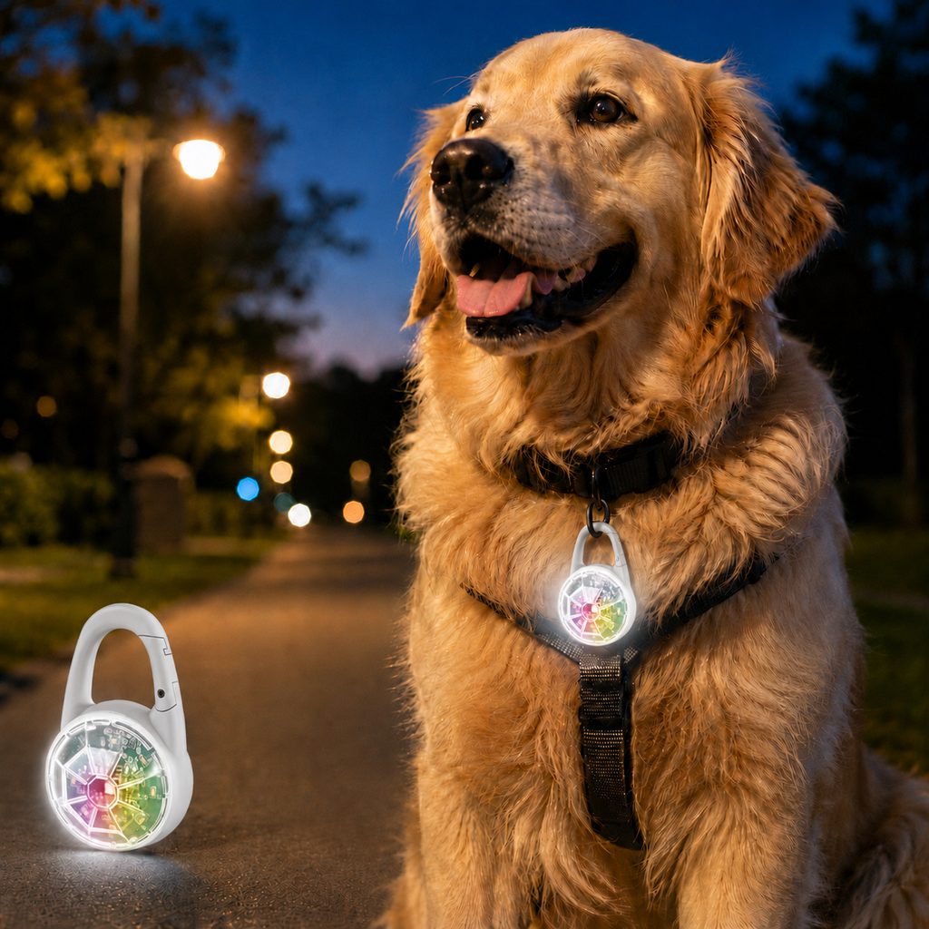 Akumulatorowa klipsowa lampka LED dla psa do spacerów nocnych