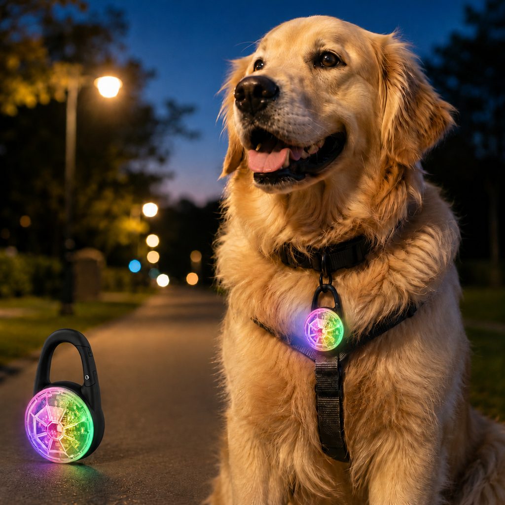 Akumulatorowa klipsowa lampka LED dla psa do spacerów nocnych
