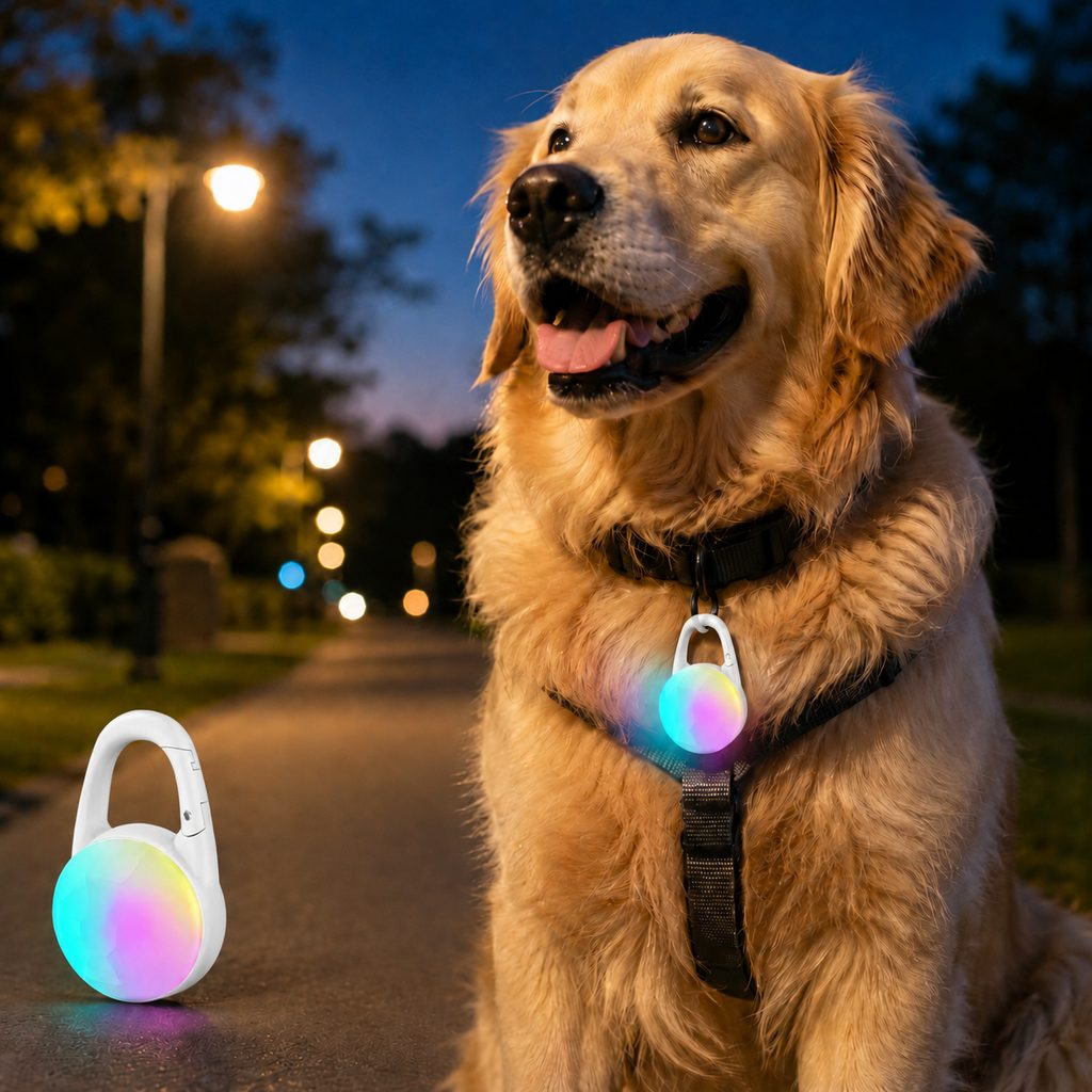 Akumulatorowa klipsowa lampka LED dla psa do spacerów nocnych