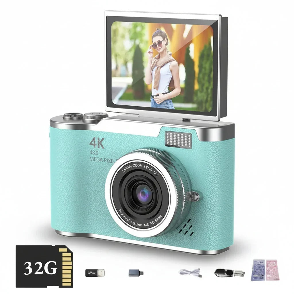 Aparat cyfrowy 4K z obrotowym ekranem 48 MP i 8-krotnym zoomem