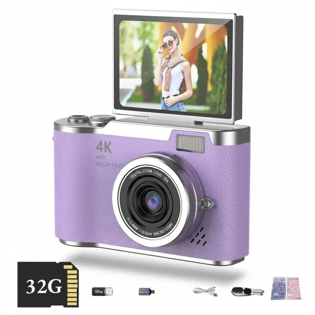 Aparat cyfrowy 4K z obrotowym ekranem 48 MP i 8-krotnym zoomem