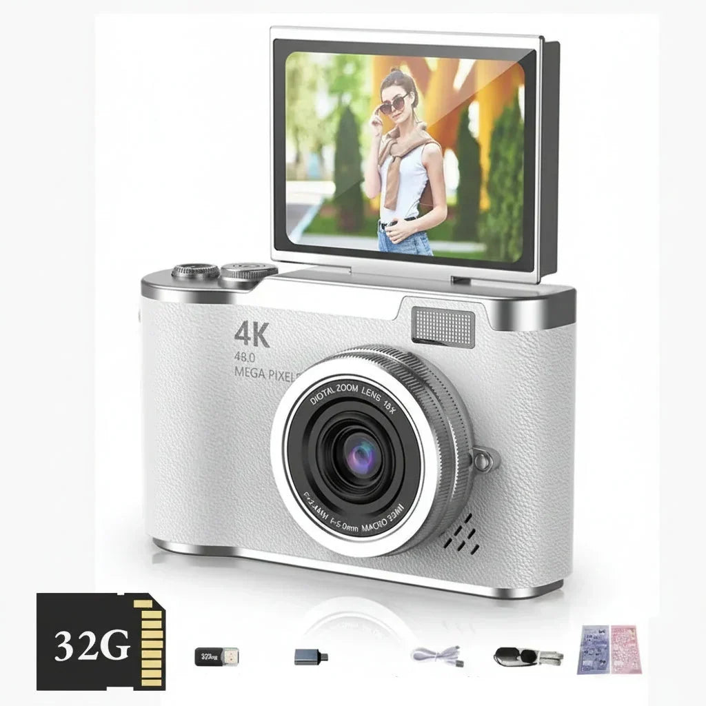 Aparat cyfrowy 4K z obrotowym ekranem 48 MP i 8-krotnym zoomem
