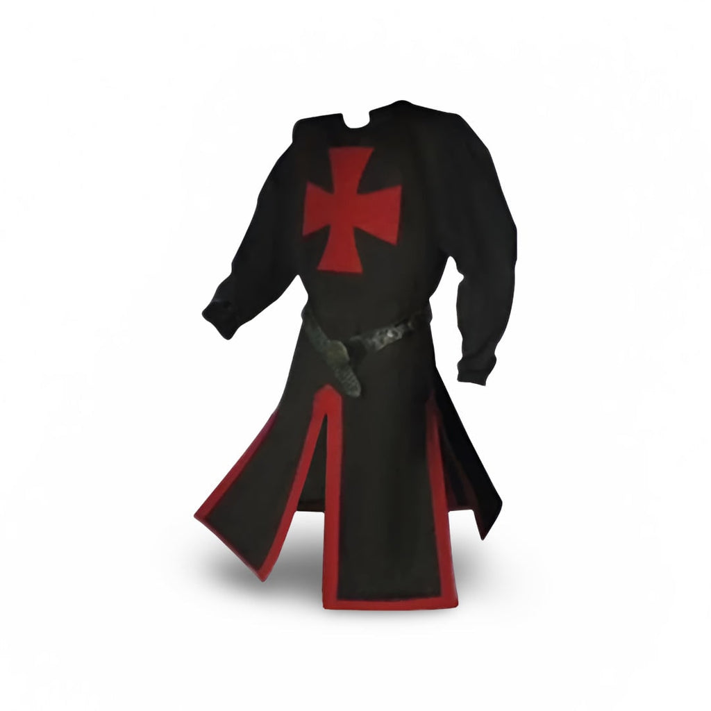 Autentyczny rycerski kostium z tuniką i peleryną z kapturem do cosplayu