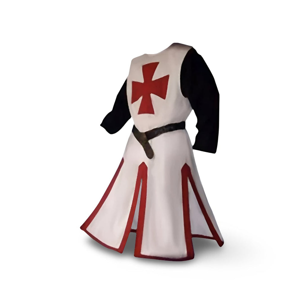 Autentyczny rycerski kostium z tuniką i peleryną z kapturem do cosplayu