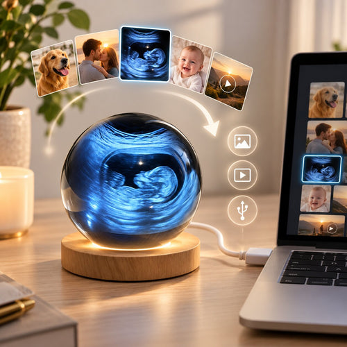 Cyfrowa kula pamięci na zdjęcia i filmy | wyświetlacz HD 7 cm, pamięć 4 GB | przesyłanie i odtwarzanie przez USB-C