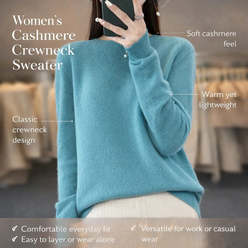 Damski sweter z kaszmirem z okrągłym dekoltem – styl pullover