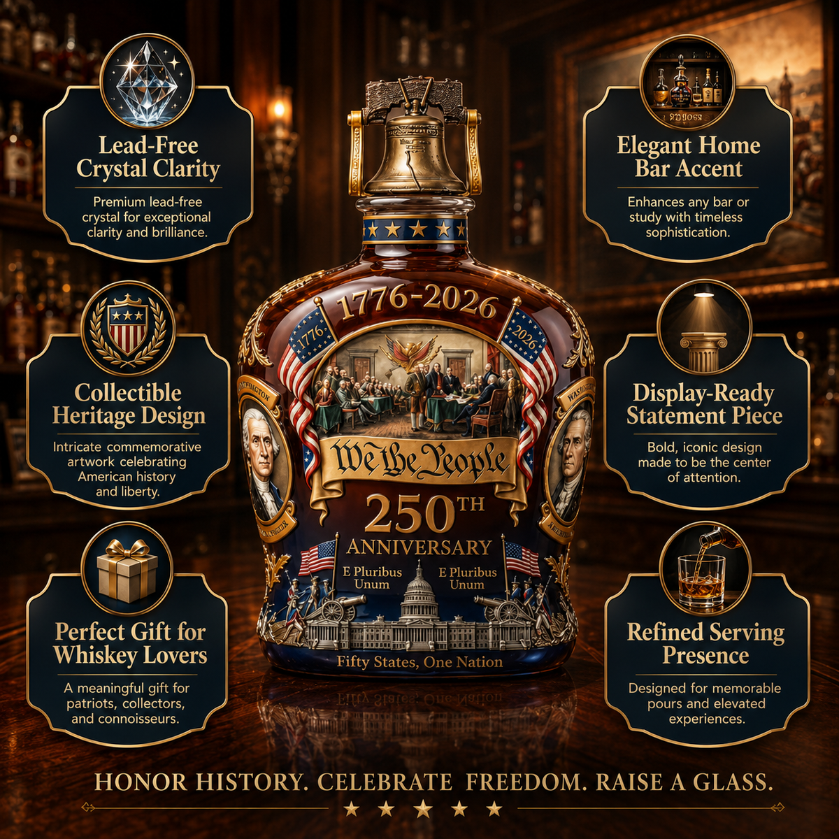 Dekoracyjna karafka do whisky ze szkła kryształowego