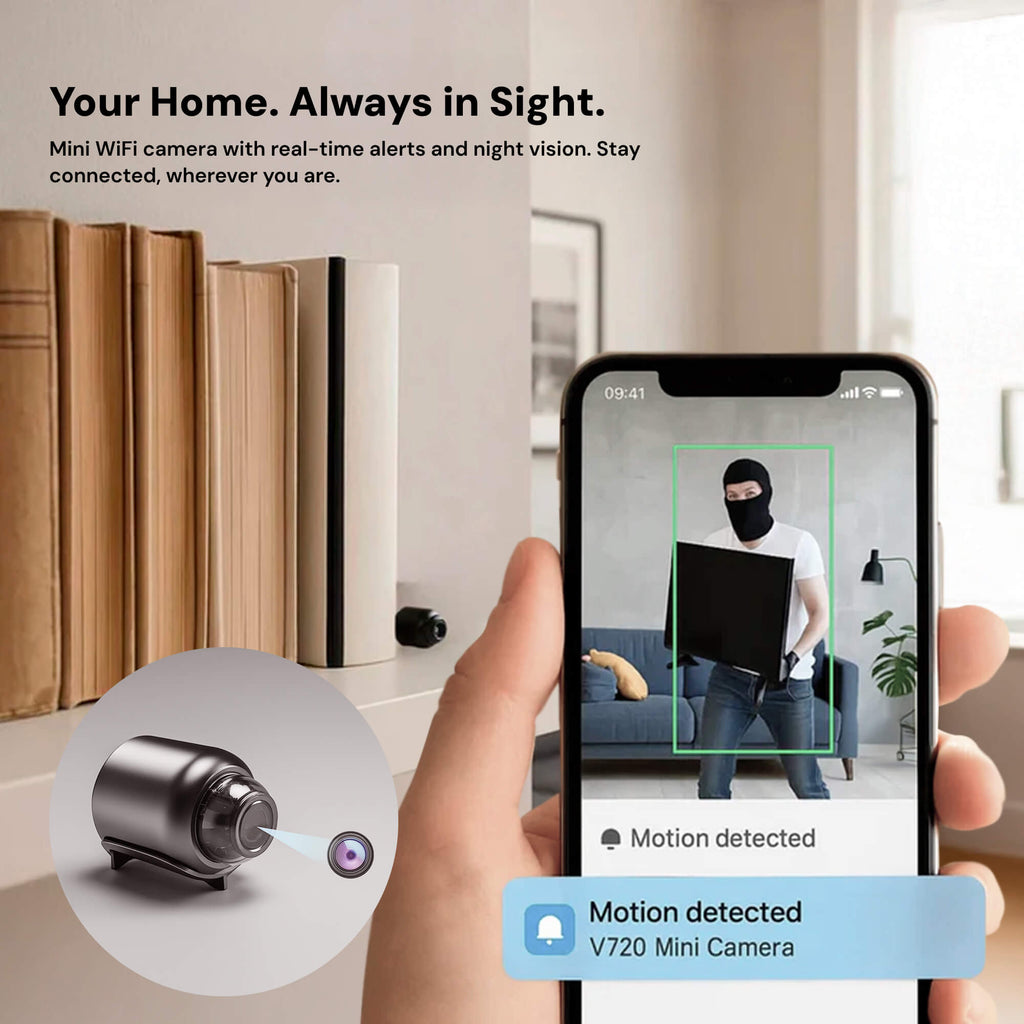 Dyskretna kamera bezprzewodowa z rozdzielczością 1080P i dźwiękiem do monitoringu