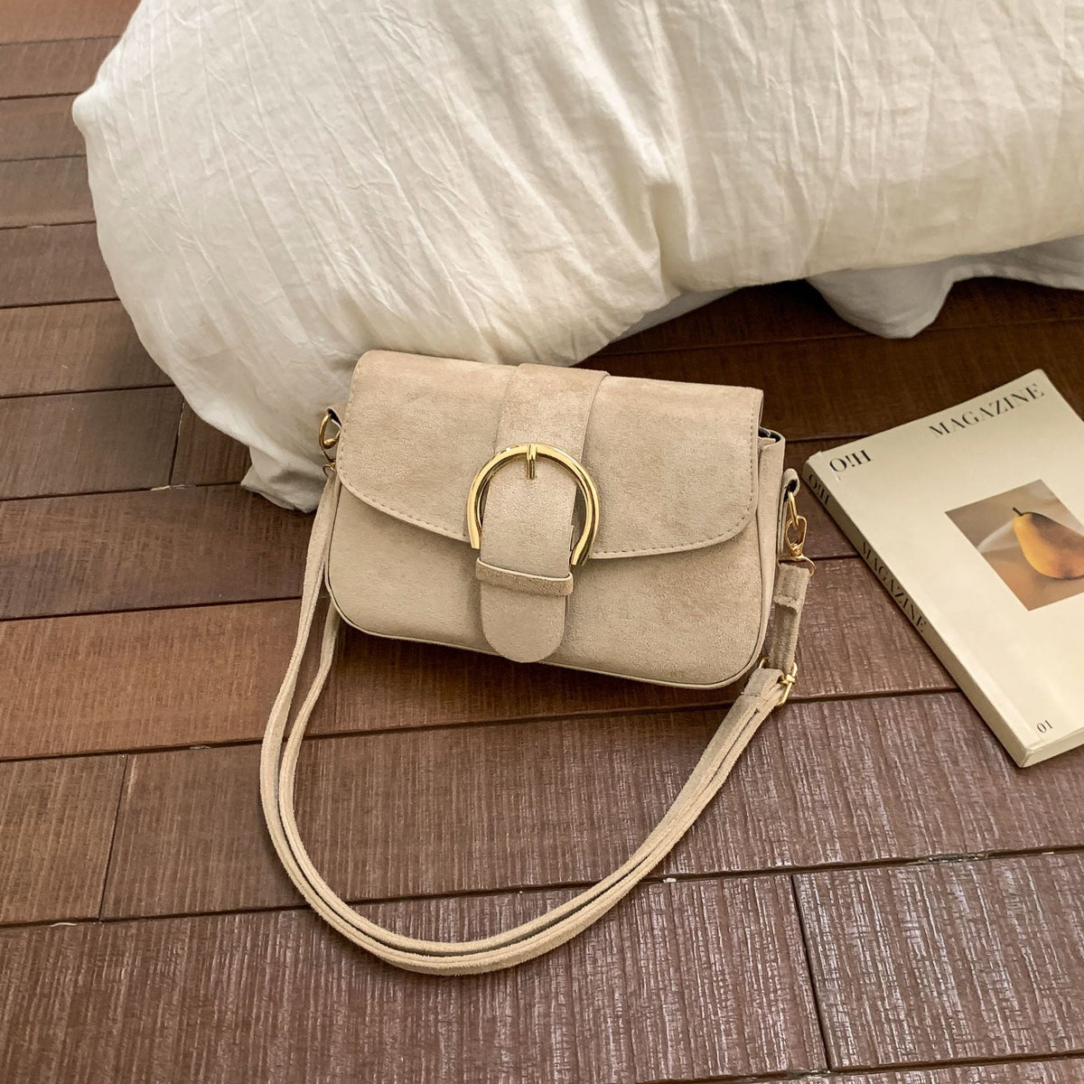 Elegancka zamszowa torebka crossbody