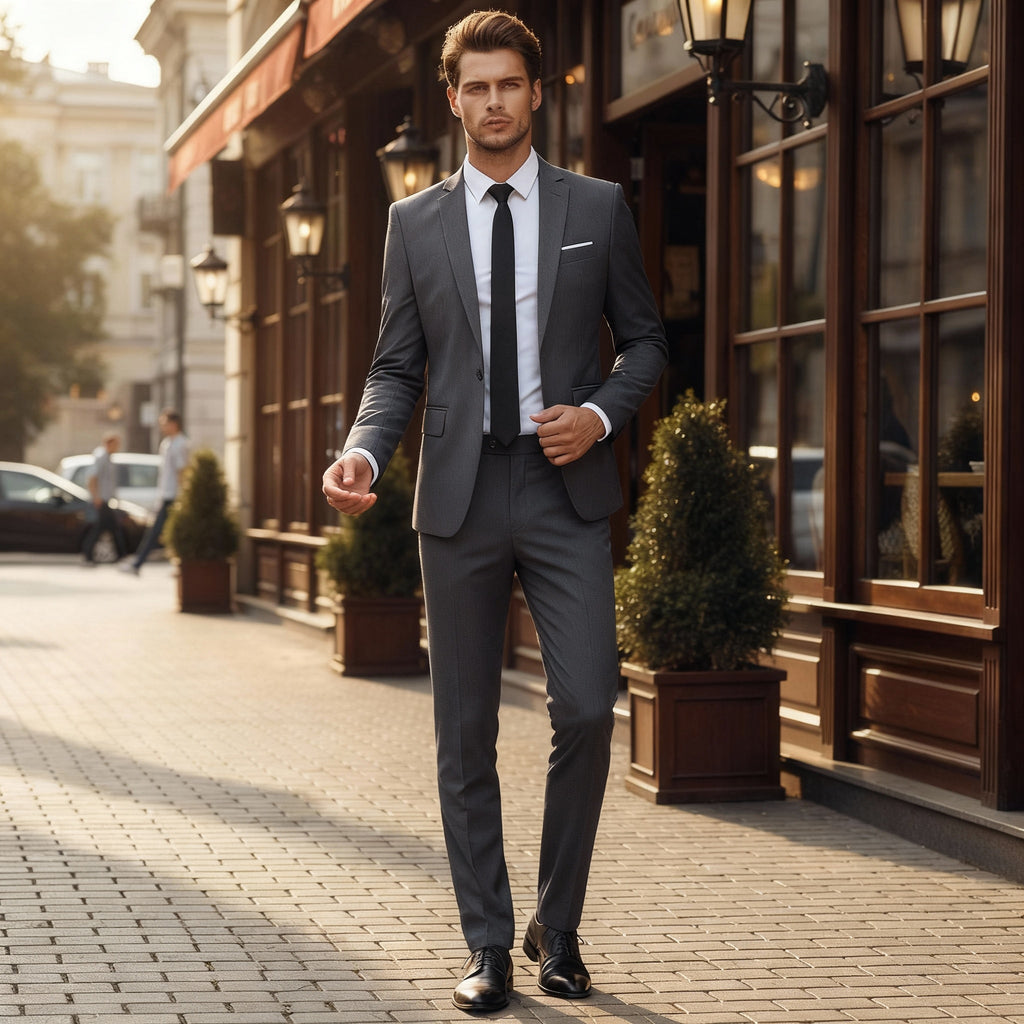 Elegancki garnitur biznesowy slim fit Polwora