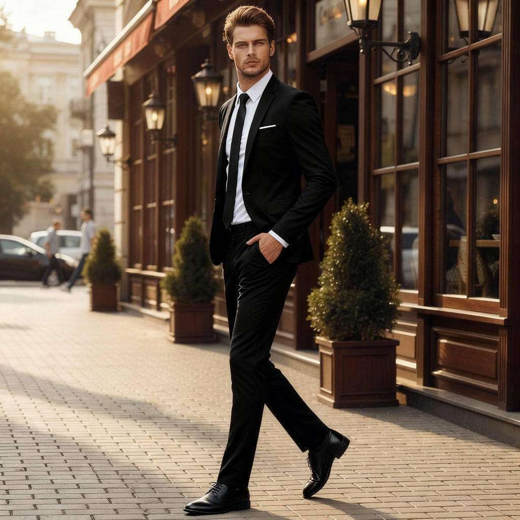 Elegancki garnitur biznesowy slim fit Polwora
