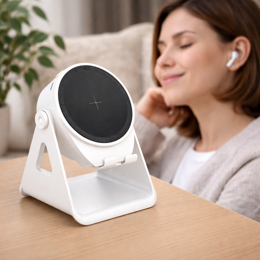 Głośnik Bluetooth ze stojakiem na telefon i ładowaniem bezprzewodowym