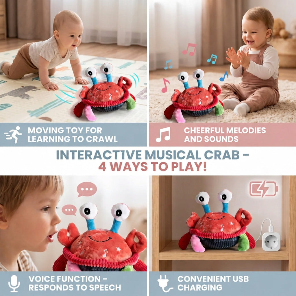 Interaktywna muzyczna zabawka krab z funkcją głosową