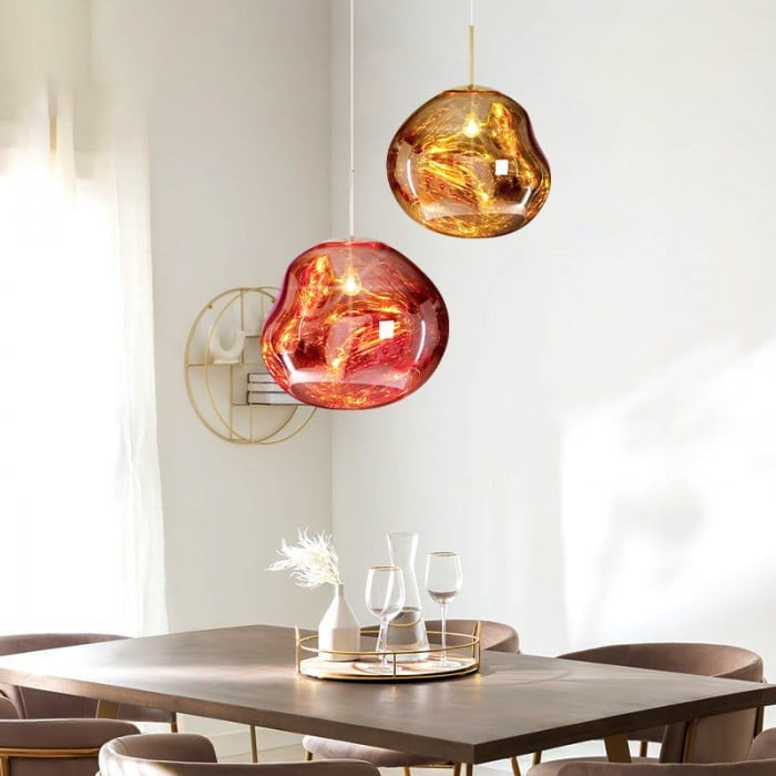 Jessamy – wisząca lampa kula z akrylu z lustrzanym wykończeniem do jadalni i kuchni