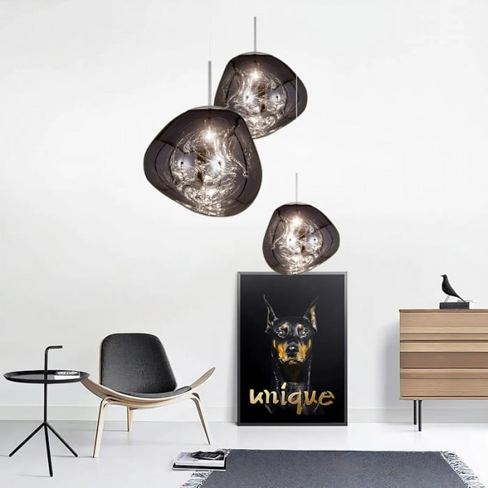 Jessamy – wisząca lampa kula z akrylu z lustrzanym wykończeniem do jadalni i kuchni