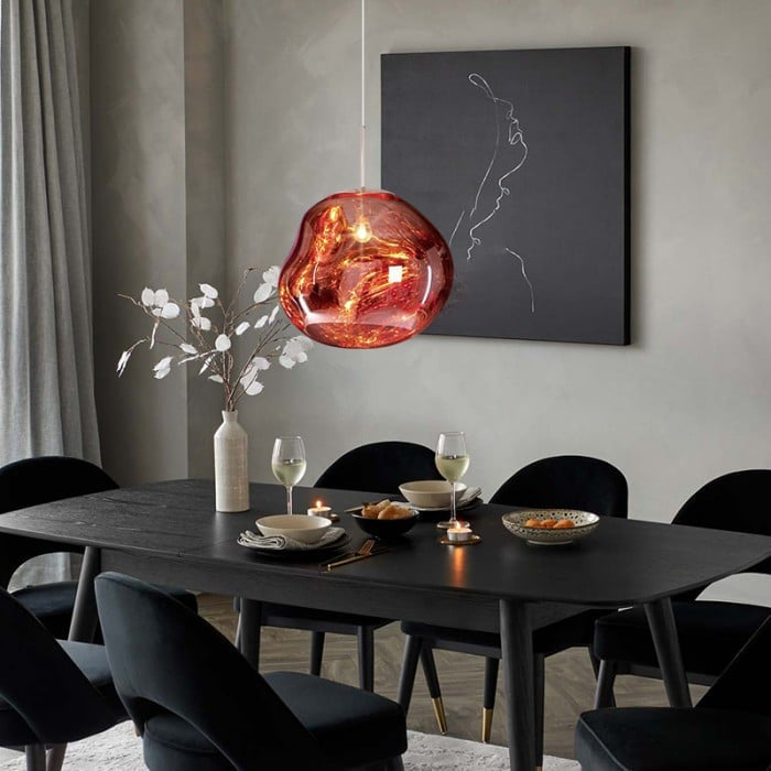 Jessamy – wisząca lampa kula z akrylu z lustrzanym wykończeniem do jadalni i kuchni