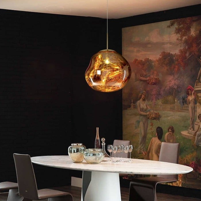 Jessamy – wisząca lampa kula z akrylu z lustrzanym wykończeniem do jadalni i kuchni