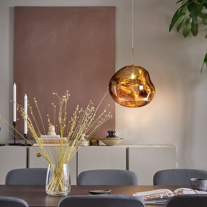 Jessamy – wisząca lampa kula z akrylu z lustrzanym wykończeniem do jadalni i kuchni