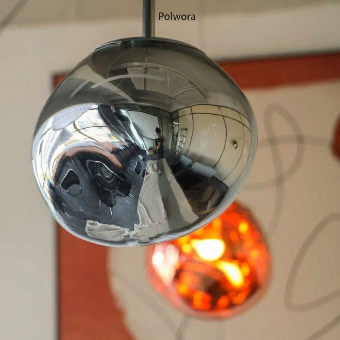 Jessamy – wisząca lampa kula z akrylu z lustrzanym wykończeniem do jadalni i kuchni