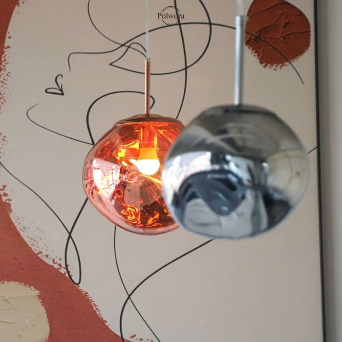 Jessamy – wisząca lampa kula z akrylu z lustrzanym wykończeniem do jadalni i kuchni