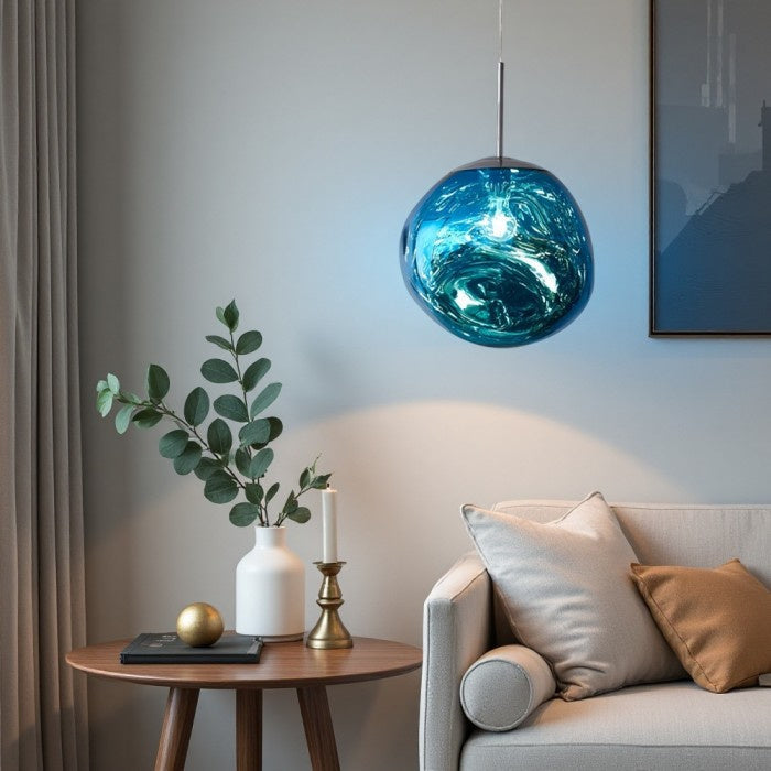Jessamy – wisząca lampa kula z akrylu z lustrzanym wykończeniem do jadalni i kuchni
