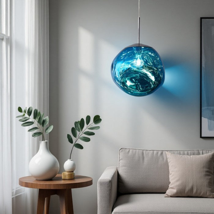 Jessamy – wisząca lampa kula z akrylu z lustrzanym wykończeniem do jadalni i kuchni