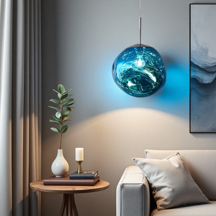 Jessamy – wisząca lampa kula z akrylu z lustrzanym wykończeniem do jadalni i kuchni