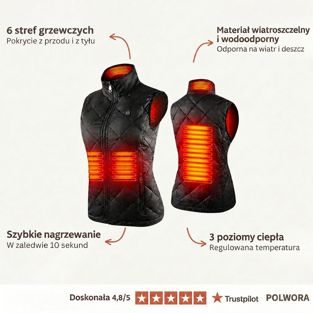 Kamizelka grzewcza damska Polwora X – 3 poziomy temperatury 45–65 °C