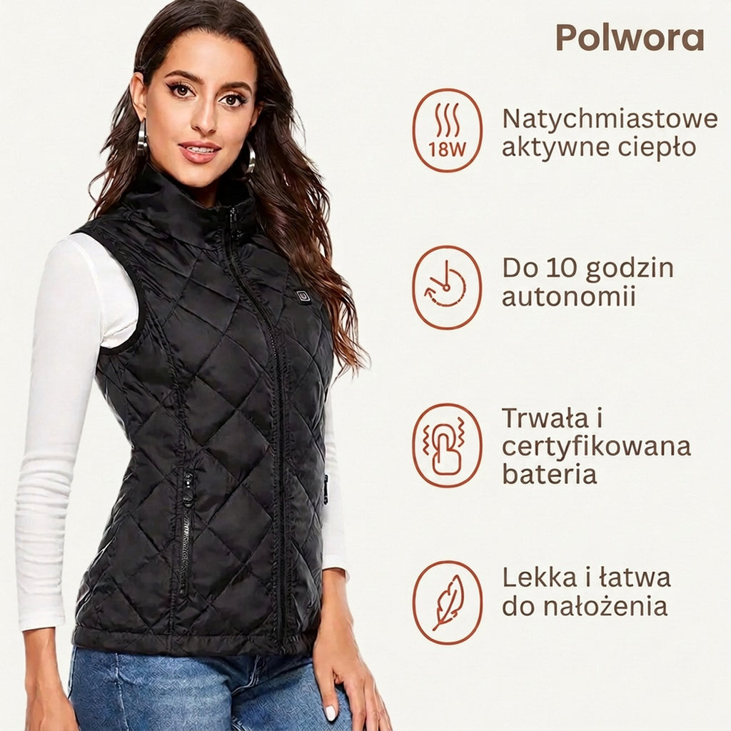 Kamizelka grzewcza damska Polwora X – 3 poziomy temperatury 45–65 °C