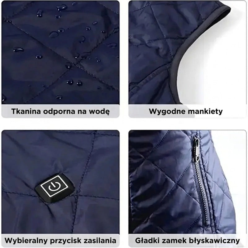 Kamizelka z podgrzewaniem dla kobiet z podwójną regulacją i 9 strefami grzewczymi