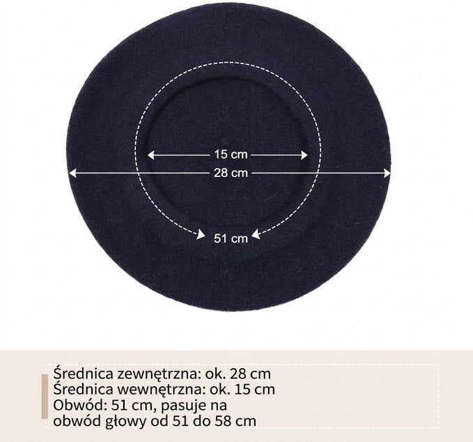 Klasyczny francuski beret wełniany Evelyne