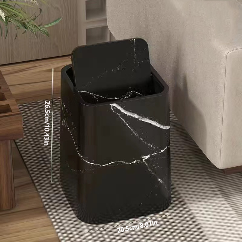 Kosz na śmieci z marmurowym wzorem – elegancka obrotowa pokrywa