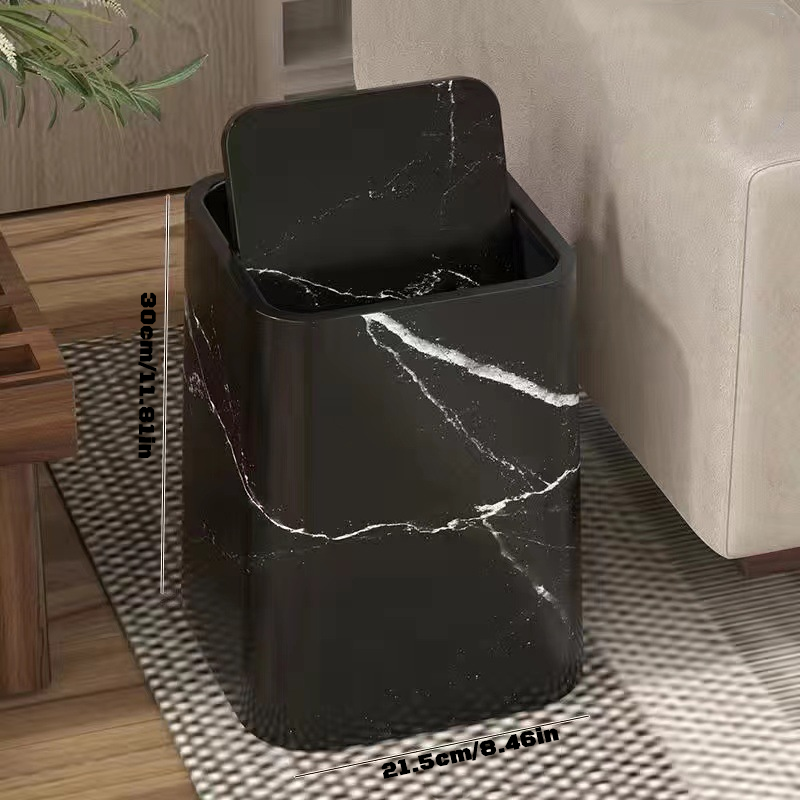 Kosz na śmieci z marmurowym wzorem – elegancka obrotowa pokrywa
