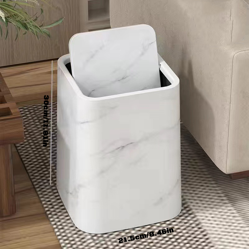 Kosz na śmieci z marmurowym wzorem – elegancka obrotowa pokrywa