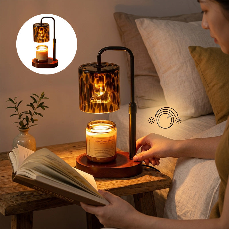 Lampa do podgrzewania świec zapachowych z regulacją jasności i wzorem lamparcim