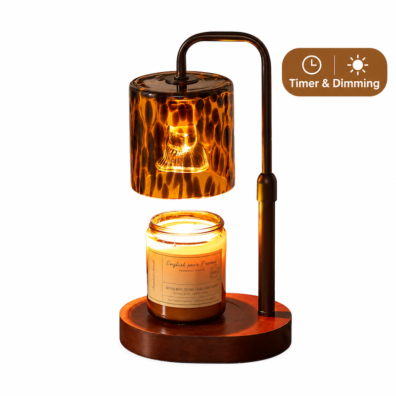 Lampa do podgrzewania świec zapachowych z regulacją jasności i wzorem lamparcim