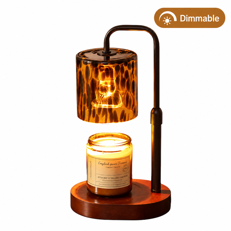 Lampa do podgrzewania świec zapachowych z regulacją jasności i wzorem lamparcim
