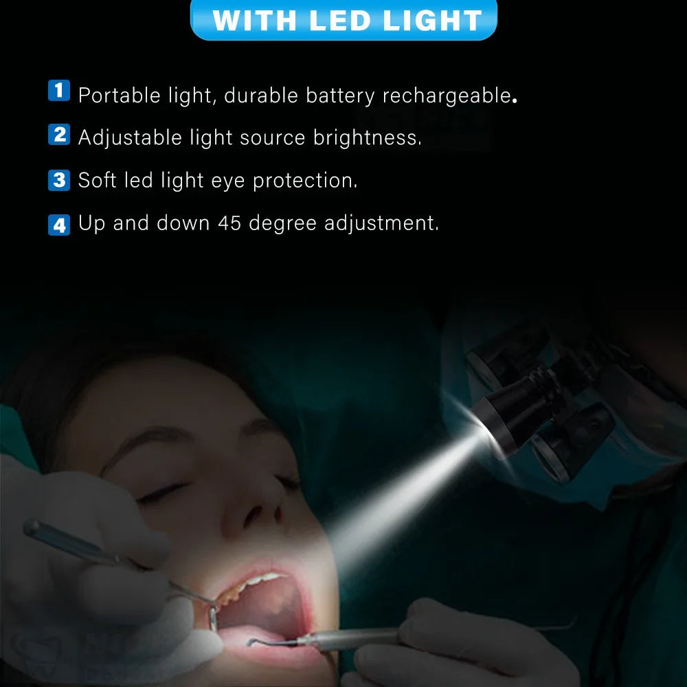 Lupy dentystyczne OrionView z lampą LED i powiększeniem binokularnym
