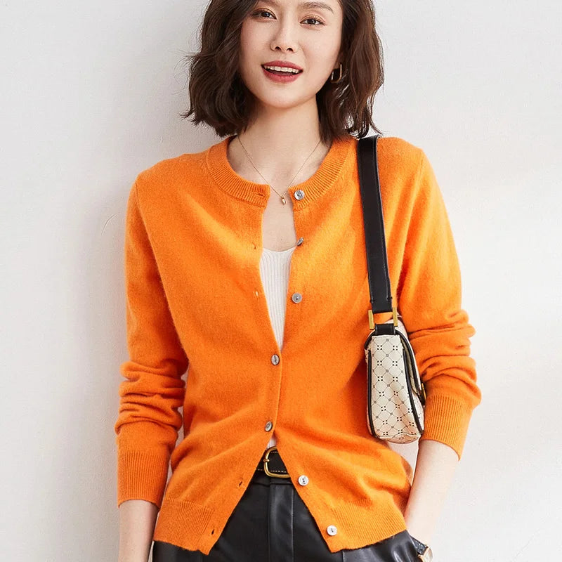 Lyria – sweter rozpinany z kaszmiru, miękki dzianinowy na wiosnę i jesień