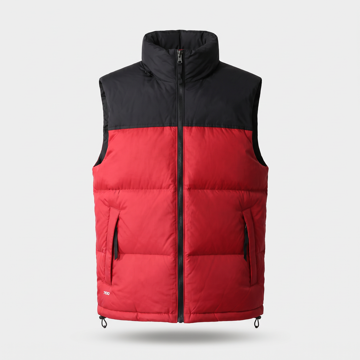 Męska kamizelka puchowa – bezrękawnik puchowy color block, moc wypełnienia 700
