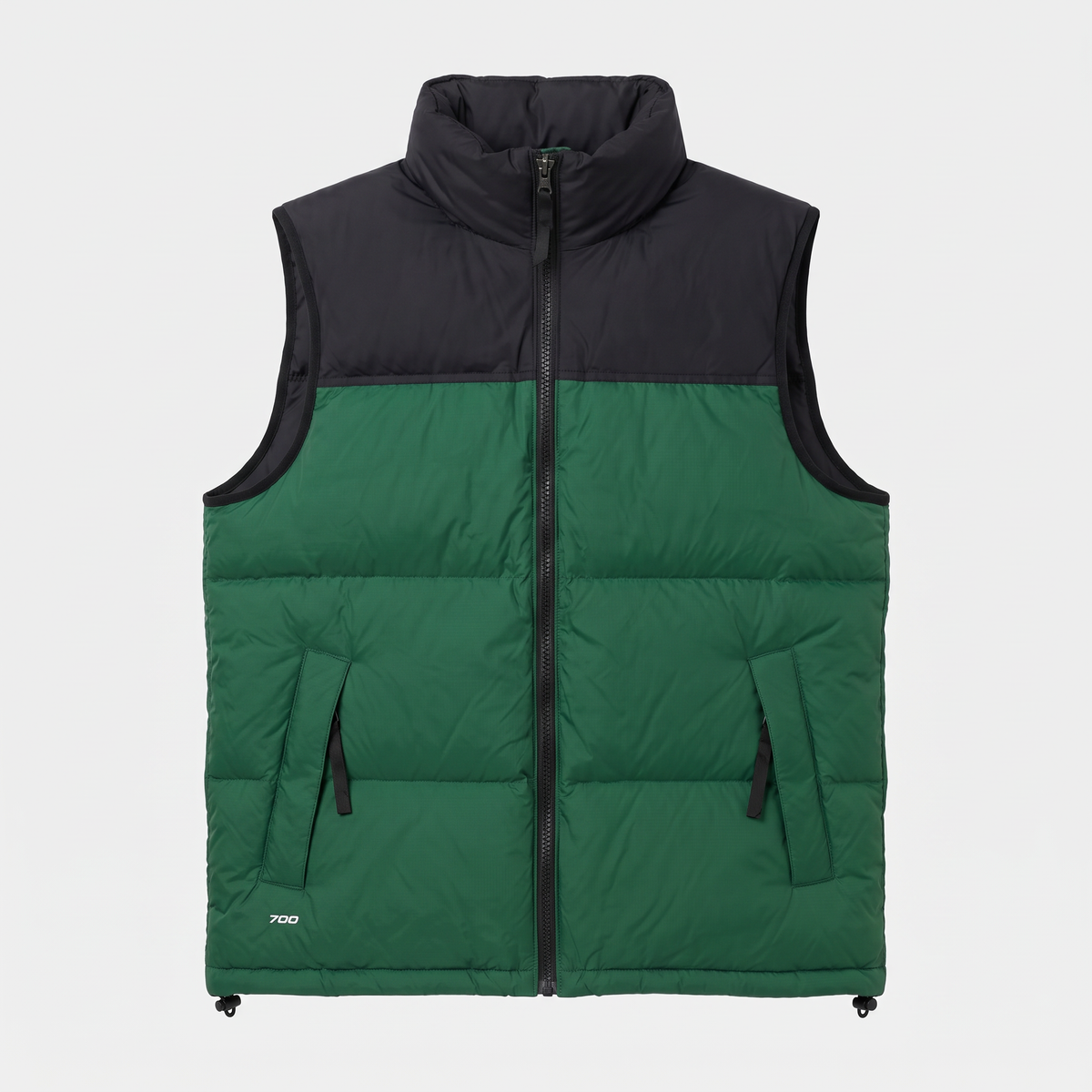 Męska kamizelka puchowa – bezrękawnik puchowy color block, moc wypełnienia 700