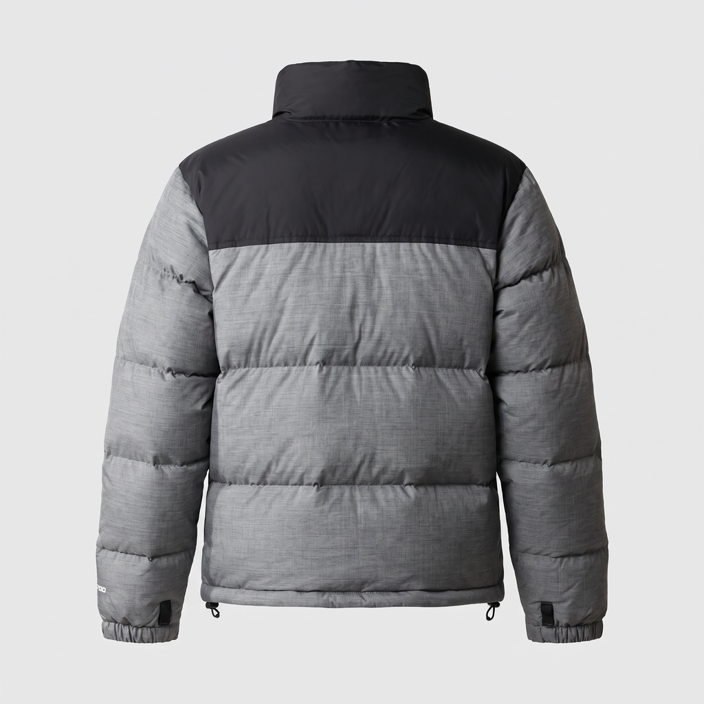 Męska kurtka puchowa – pikowana kurtka z kontrastowymi panelami, puch 700 fill power