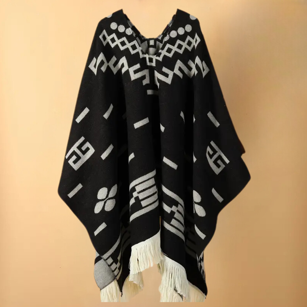 Męskie ciepłe jesienne poncho