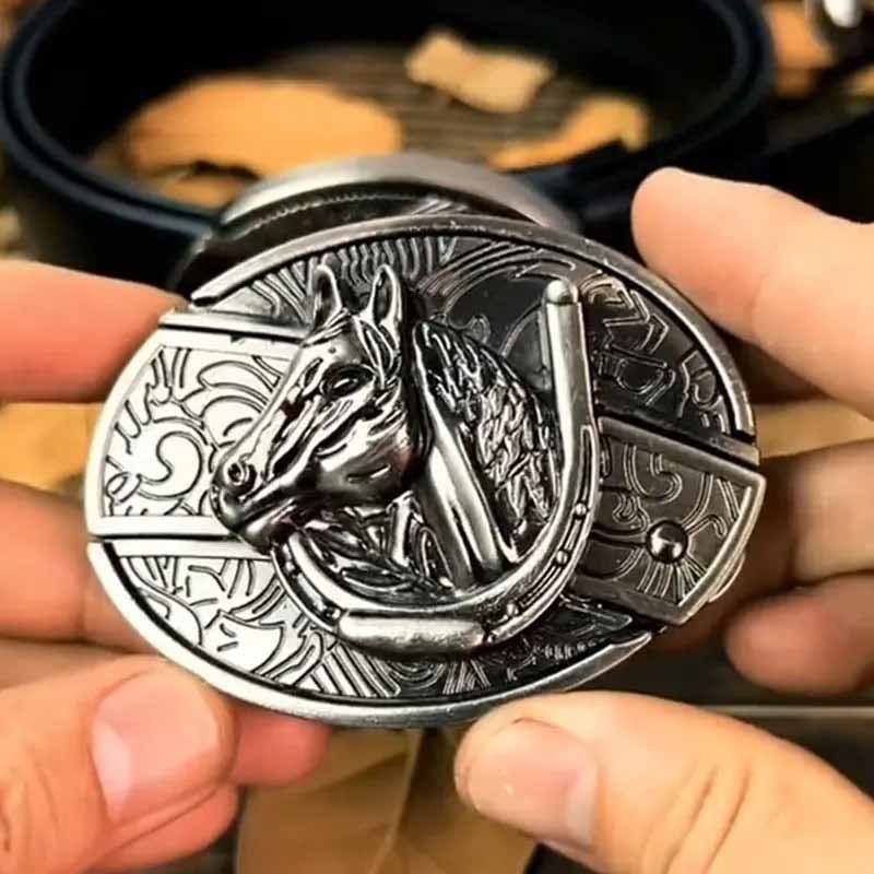 Metalowa owalna klamra do paska w stylu kowbojskim