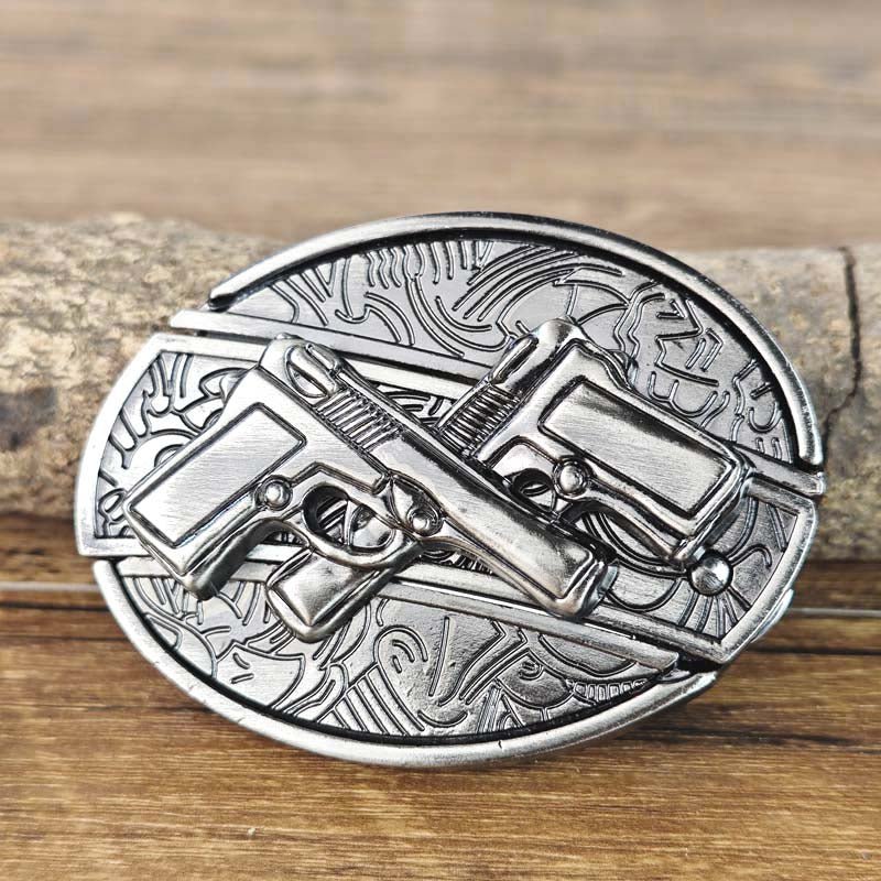 Metalowa owalna klamra do paska w stylu kowbojskim