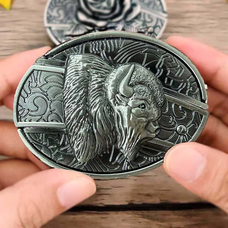 Metalowa owalna klamra do paska w stylu kowbojskim