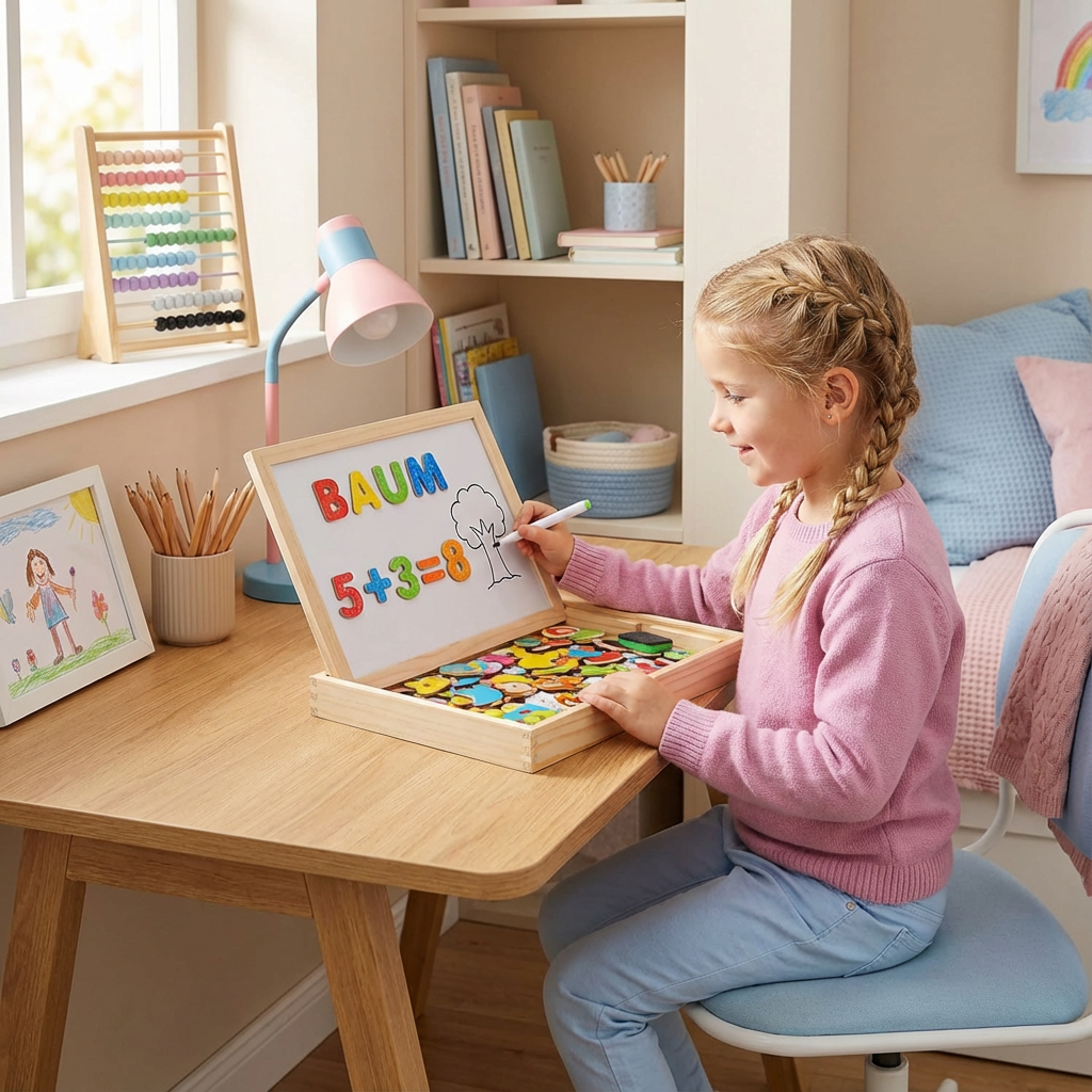 Montessori drewniana tablica do rysowania 2 w 1 | Strona magnetyczna i strona do pisania | Zabawna nauka kształtów, kolo